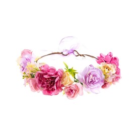 Lofruiin Women's Pastoral Style Rose Flower Wreath Adjustable Rose Flower Crown Beach Party Floral Headpiece (B- Purple)