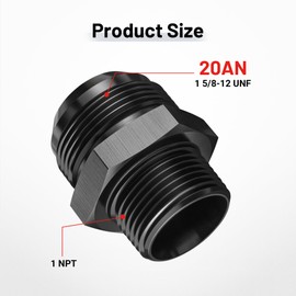 EVIL ENERGY 20AN Male Flare to 1" NPT Pipe Fitting Adapter Straight Aluminum Black