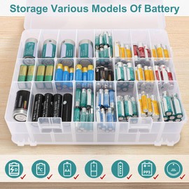 JOYMOMO Portable Battery Organizer Storage Box，Holds 200-400 Batteries of Various Sizes Battery Holder Case(Battery are Not Included)