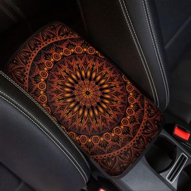 DBBXHZJY Orange Mandala Auto Interior Decor Armrest Cover Pad,Neoprene Soft Car Center Console Armrest Cushion Cover,Universal Fit Most Vehicle Truck Cars