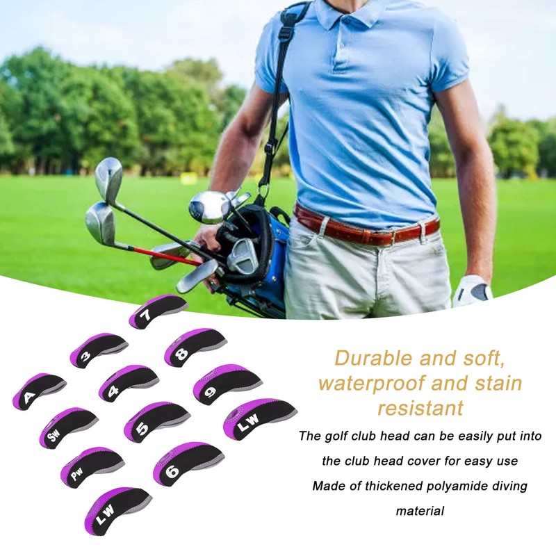 12PCS Golf Club Head Covers Neoprene Scratch Proof Golf Club