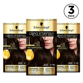 Schwarzkopf Oleo Intense Dark Brown Hair Dye, 3-Pack Permanent Oil Colour, No Ammonia, Covers Greys, Black Brown 2-10