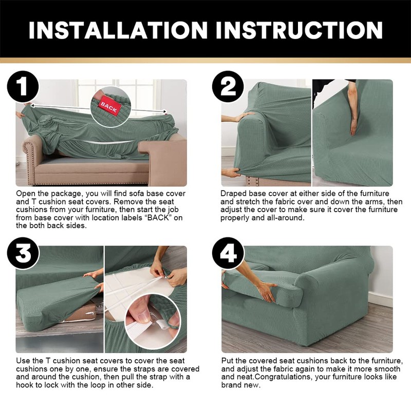 PrinceDeco T Cushion Loveseat Slipcover 3 Pieces Sofa Covers for