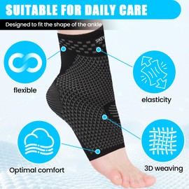 Sikeydels Pack of 2 Ankle Brace, Flexible Ankle Brace, Ankle Brace for Women/Men, Orthopaedic Compression Socks, Ankle Bandage for Sports such as Football, Fitness and Jogging, M