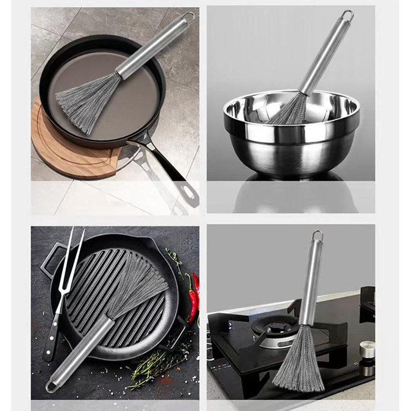 Natiform 3pcs Stainless Steel Brush Skillet Washing Kitchen Skill