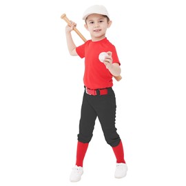 QBK Toddler Baseball Pants Youth Softball Pants Kids Tee Ball Pants for Boy Girl Black 14-15Y