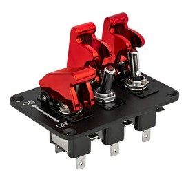 12V 20A Rocker Switch Panel 3Red LED Toggle Switch Quick Cover for Racing Car Boat 12V Switch Panel Aluminium with Cable (3 Red)