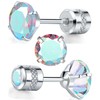 Titanium Screw Back Pack of Earrings Aurora Borealis Cubic Zirconia