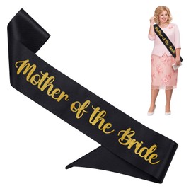 Shining She Hen Party Accessories Sashes, 1 PC Black Mother of The Bride Sashe for Hen Party Wedding Bridal Shower Party Decorations