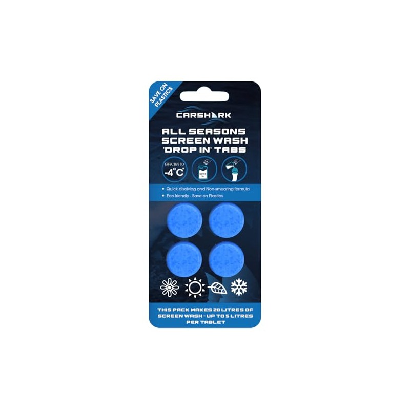 CARSHARK All Seasons Screenwash Tabs 1 x 4 Tablets, Makes