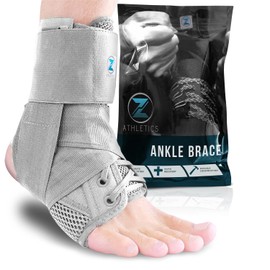 Z ATHLETICS Zenith Ankle Brace, Lace Up Adjustable Support – for Running, Basketball, Injury Recovery, Sprain! Ankle Support for Men, Women, and Children (Grey, Small)