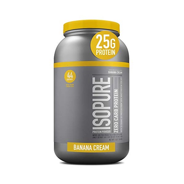 Isopure Zero Carb, Vitamin C and Zinc for Immune Support, 25g Protein, Keto Friendly Protein Powder, 100% Whey Protein Isolate, Flavor: Banana Cream, 3 Pounds (Packaging May Vary)