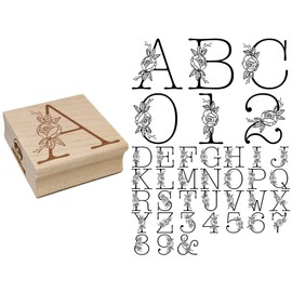 Rose Typewriter Font Letter Number Square Rubber Stamp for Stamping Crafting - Letter Z - 1.75in Medium