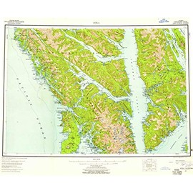 YellowMaps Sitka AK topo map, 1:250000 Scale, 1 X 2 Degree, Historical, 1951, Updated 1958, 22.3 x 27.1 in - Polypropylene