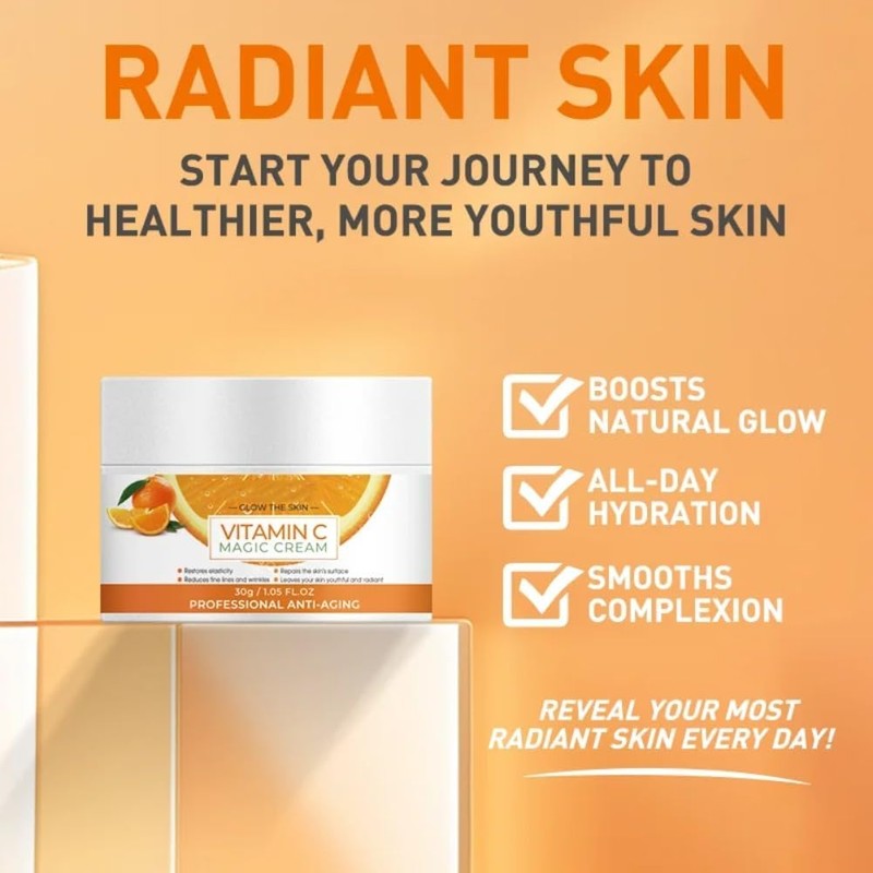 3PCS Vitamin C Face Cream Smooth Wrinkle Moisturizing Firming Lightening