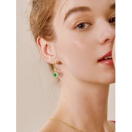 Saftey Pin Earrings Emerald Heart Pendant Earrings for Women Rhinestone Dangle Earrings for Teen Girls Gifts for Her