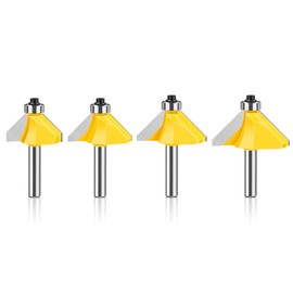 WSOOX 8 mm Shank 45 Degree Angle Chamfer Cutter 4 Pieces Professional Chamfer Cutter Working Length 5/8 Inch (18 mm), 3/4 Inch (21 mm), 7/8 Inch (23.5 mm), 1 Inch (25.4 mm)