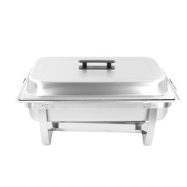Chef Approved Full Size Chafer | Commercial Chafing Dish with Built-in Clips Lid Food and Water Pans Fuel Can Holder for Buffet Catering Diner | 8 Qt Capacity | 22.63"W x 14"D 11.5"H, Stainless Steel