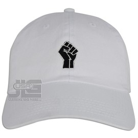 JLGUSA Power FIST Hat Dad Embroidered Cap Polo Style Baseball Curved Unstructured Bill (White)