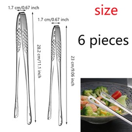 WADY Pinzas para Cocinar Barbacoa, 6 Piezas Pinzas Coreanas para Barbacoa de Acero Inoxidable Pinzas, Pinzas para Alimentos, Pinzas de Suministro de Alimentos para Carne para Cocinar Barbacoa Buffet