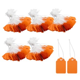 WDONAY 500PCS Price Tags with String Attached, Marking Strung Tags Writable, Price Labels Display for Pricing Gift Jewelry (1.38"×0.87", Orange)