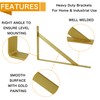 EZYDECOR Shelf Brackets Gold Brackets for Shelves 300mm/12 Inch Triangle