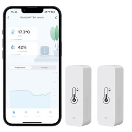 Bluetooth Thermometer Hygrometer Wireless Temperature Sensor Humidity Sensor with Notification for Nursery Terrarium Greenhouse (Pack of 2)