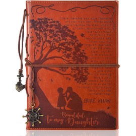 AISBUGUR Daughter Gifts from Mum to My Daughter Journal 192 Pages Refillable Leather Writing Journal Notebook Back to School Graduation Birthday Wedding Gifts for Daughter Maple