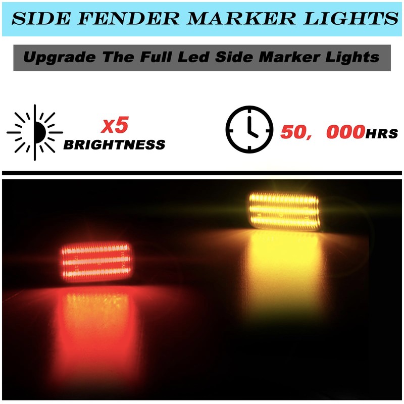 ULTRALTH Smoked Side Marker Lights for 2015-2023 Chevy Silverado &
