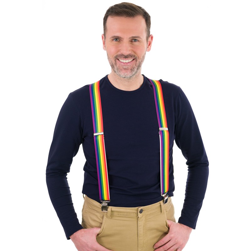 Olata Unisex Fully Adjustable Clip On Rainbow Braces/Suspenders. 2.5cm, X-Shape