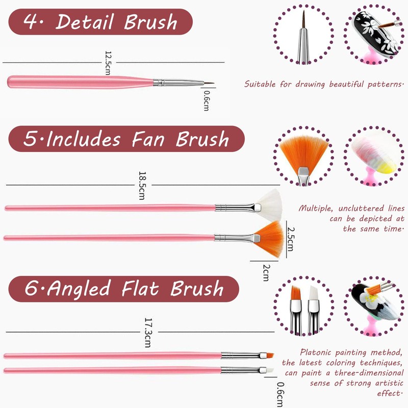 15 Pcs Nail Art Acrylic Brush Set Painting Pen Art
