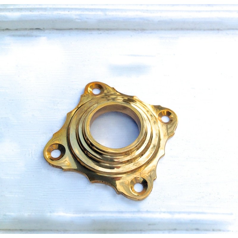 Antikas Door Handle Pair Polished Brass with Rosettes Nostalgia for