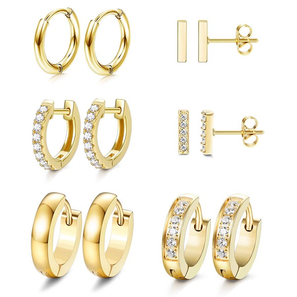 Sanfenly 6 Pairs Hoop Huggie Earrings for Women Minimalist Cuff