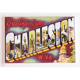 Greetings from Charleston West Virginia Fridge Magnet (1.75 x 2.75 inches)