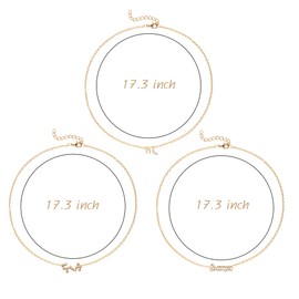 PANTIDE 3Pcs Scorpio Zodiac Layer Necklaces for Women Retro Gold Plated 12 Constellation Pendant Letter Necklace Exquisite Letter Horoscope Old English Zodiac Sign Necklace Jewelry Birthday Gift(Gold)