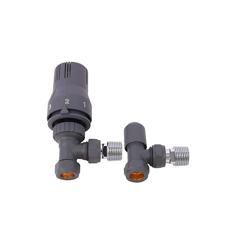 NRG Angled Thermostatic Radiator Valve and Manual Angled Valves 15mm