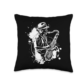 Saxophonist Streetart for Boys Throw Pillow