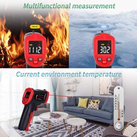 Wintact Infrared Thermometer Gun, ﹣58℉ to 1112℉ (-50℃ to 600℃) Non-Contact Digital Laser Thermometer, Adjustable Emissivity, Max Measure for Kitchen Cooking Food Grill Meat Oven (Not for Human)