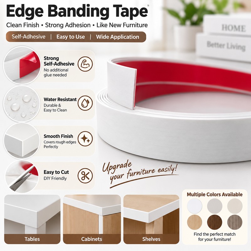 1Roll 3meter/5m Furniture Edge Banding,self-adhesive Repair Strip,PVC Decorative Sticker,plywood Thickened