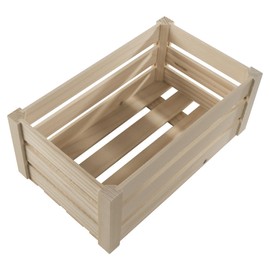 WooDeeDoo Medium Wooden Storage Slatted Crate Box | 28.5 x 17.5 x 12.5 cm | Presentation Display Apple Fruit Unit | Plain Unpainted & Untreated Raw Decorative Pinewood