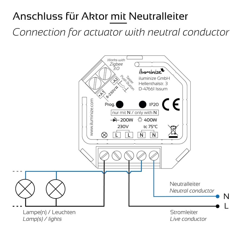 Set: without N conductor - iluminize Zigbee 3.0 switch actuator