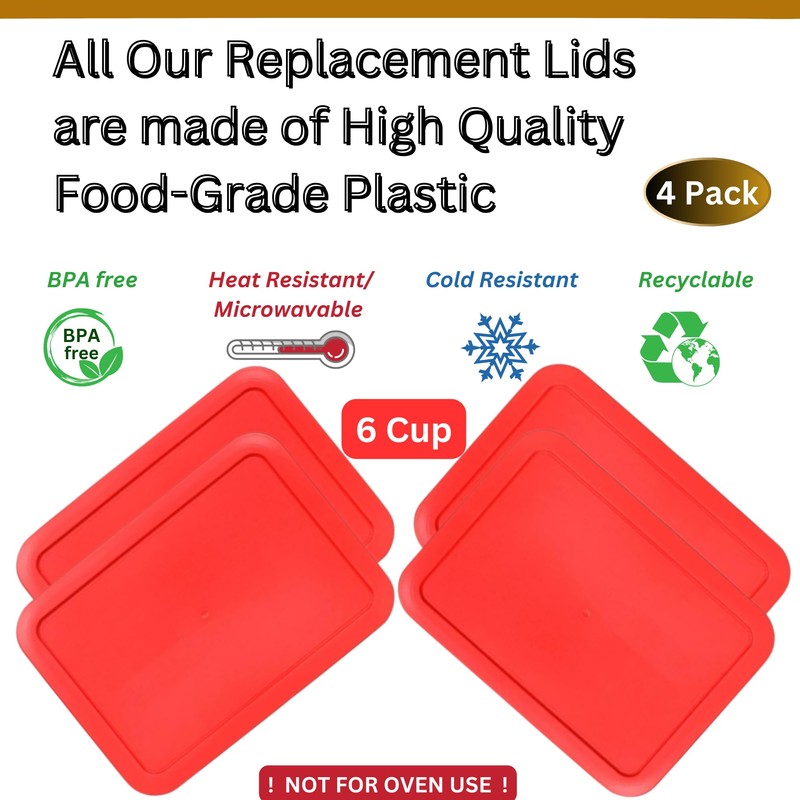 Klare Ware 6 Cup Rectangle Replacement Lids/Covers for Pyrex, Anchor