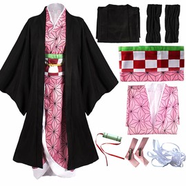 Todoroki Shoto Anime Cosplay Costume Outfit Dress Suit Full Set with Hairwear and Mouthpiece Two Style Women(Pink, S)
