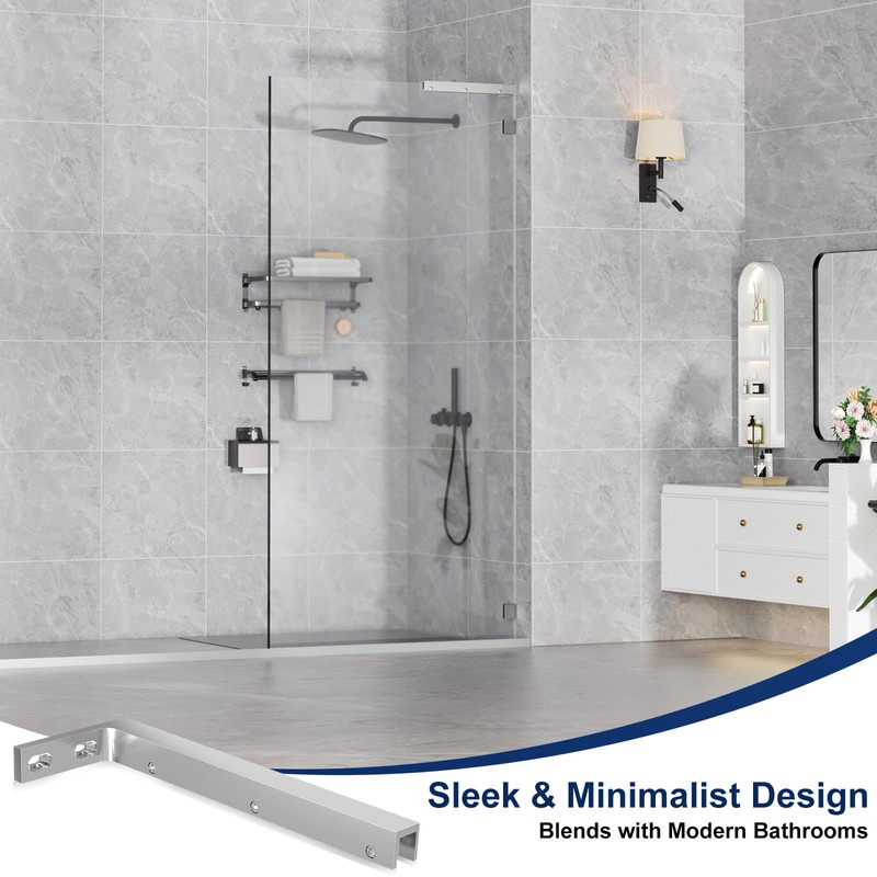 LukLoy Fixed Glass Bracket, Wall to Glass Shower Support Bar,