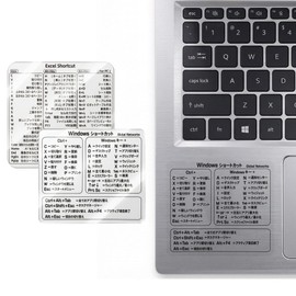 KUMORINO Short Cut Key Seals, Set of 2, Quick Stick Time, Waterproof, Increases Efficiency, Includes Major Commands, Removable, Portable, For Computers, Desks, Convenient Goods (Excel+Windows, Clear)