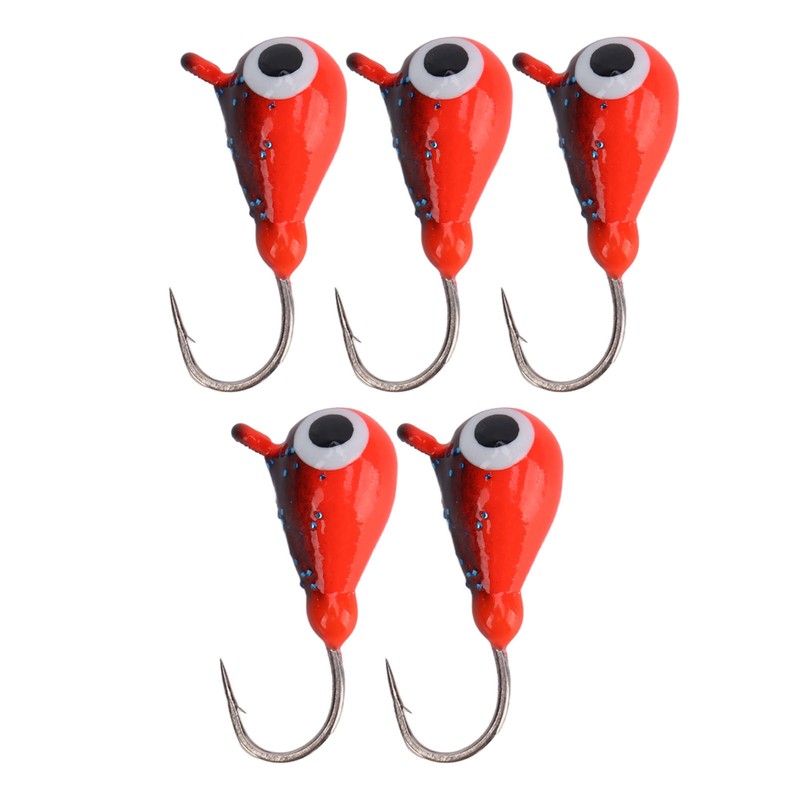 5 PCS Ice Fishing Jigs Kit Winter Fishing Perch Hooks