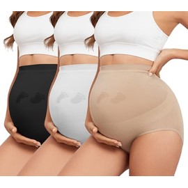 Y25D Maternity Underwear Seamless High Waisted Maternity Panties Over Bump Pregnancy Belly Support, Multi-Pack