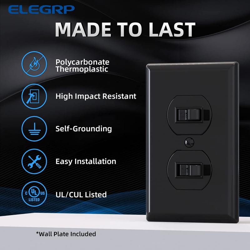 ELEGRP Double Toggle Light Switch, Two Single Pole Electrical Dual