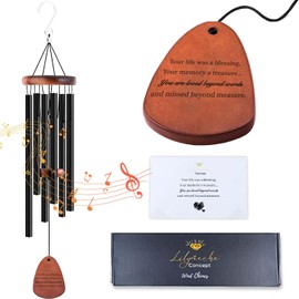 Lilymeche Concept - Campanas de viento conmemorativas, color negro, 28 pulgadas, regalo único de simpatía, regalos conmemorativos para la pérdida de madre/padre. Regalos funerarios de recuerdo de condolencia por duelo en memoria de seres queridos.