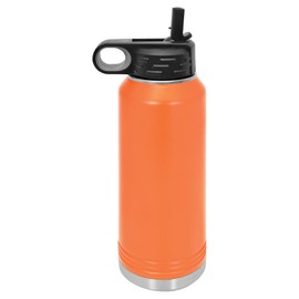 Polar Camel 32 oz Stainless Steel Water Bottle with Flip Top Lid and Straw (Orange)